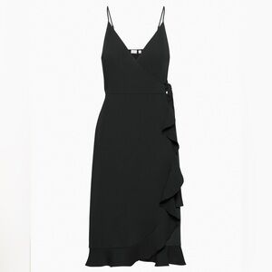 Aritzia Wilfred Solela Black Ruffle Wrap Dress XS